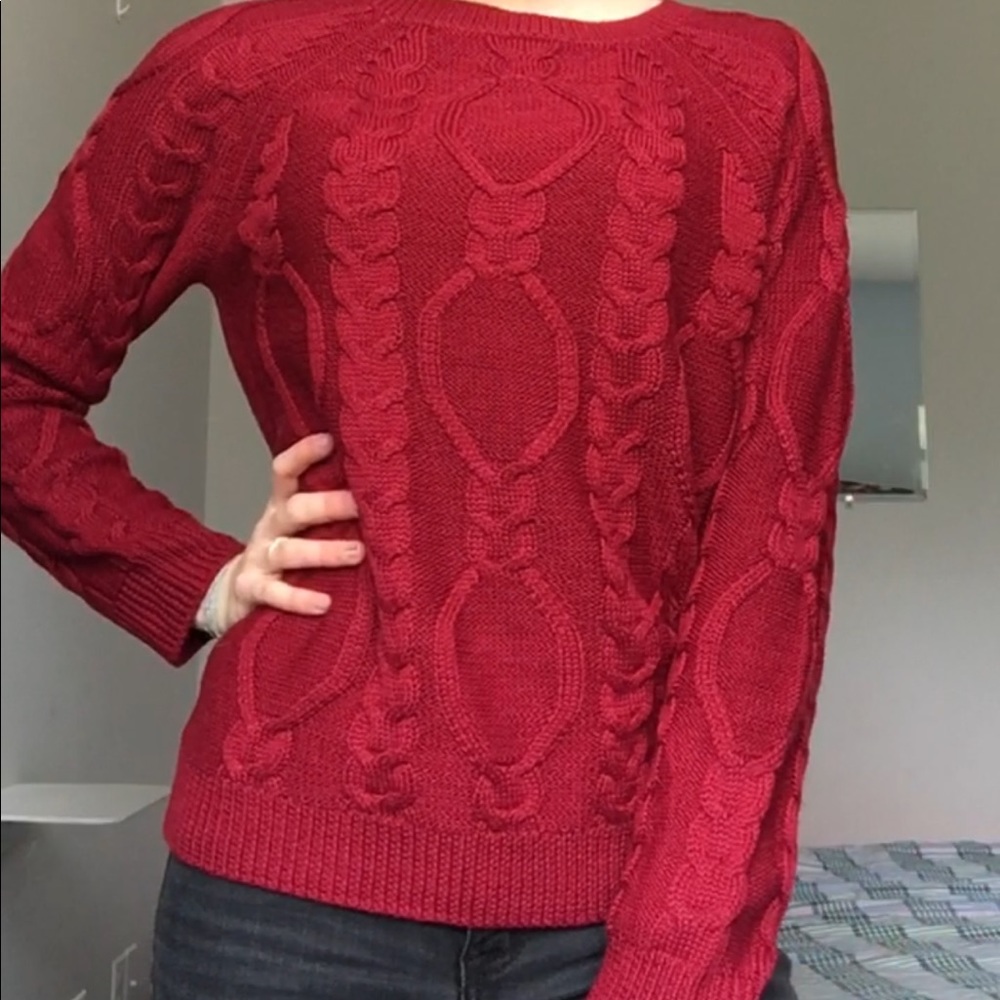 Red textured sweater